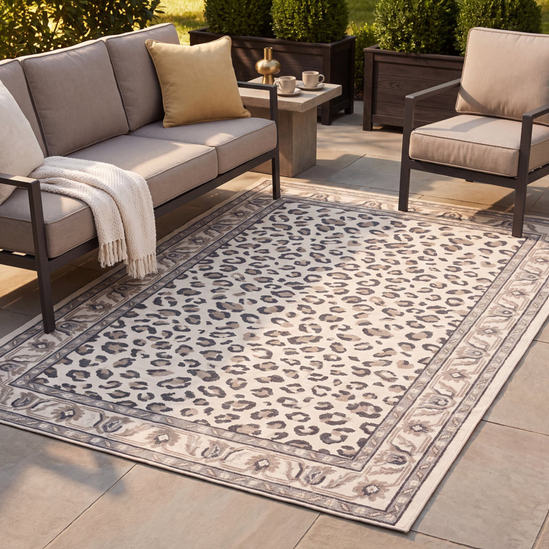 Tapis à motifs d'animaux Wolfsbane, gris, beige et crème, antidérapant, à poils courts, pour l'intérieur et l'extérieur, adapté aux animaux de compagnie, salon, chambre, salle à manger, entrée, couloir, bureau, lavable