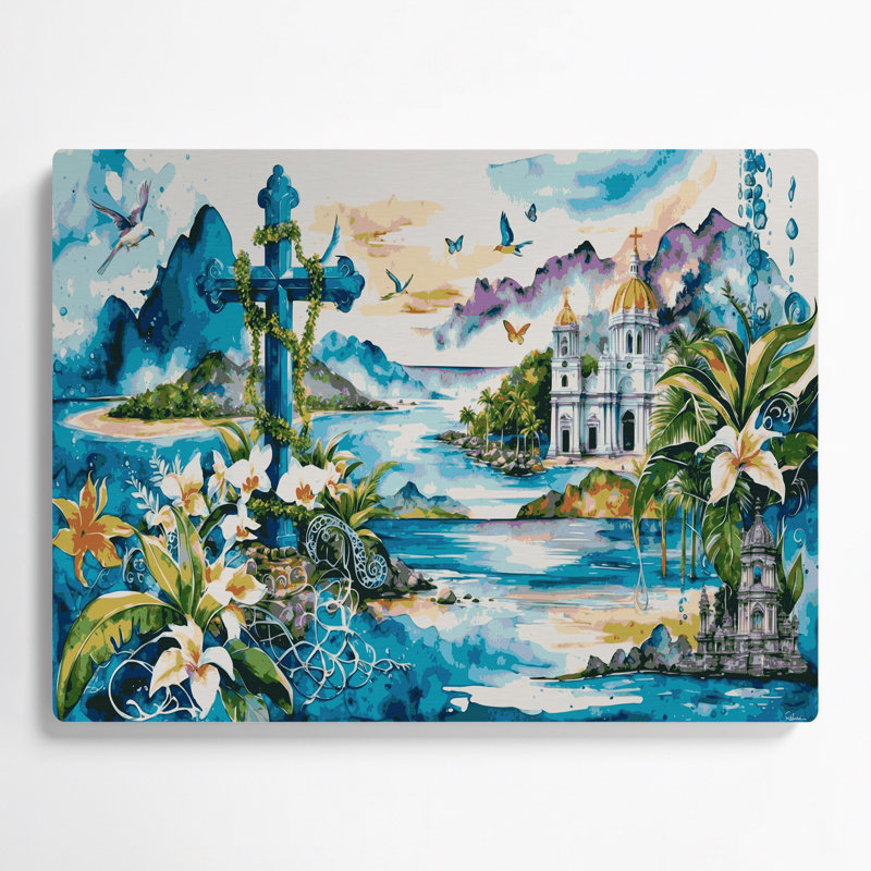 Art mural en métal avec cités, villes de Cebu, Philippines, H 11 po x l 14 po