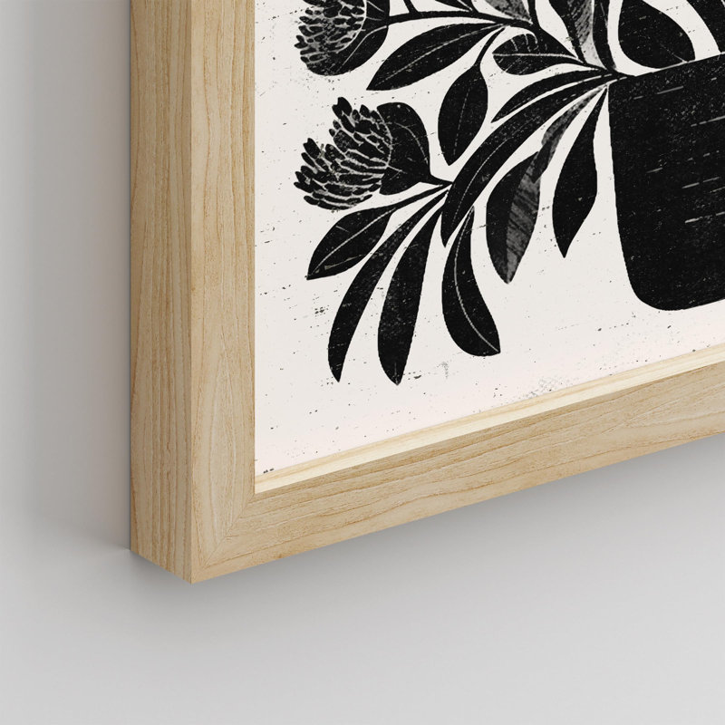«Silhouette de plante botanique noir et blanc monochrome» sur papier, Naturel, H 12 po x l 16 po