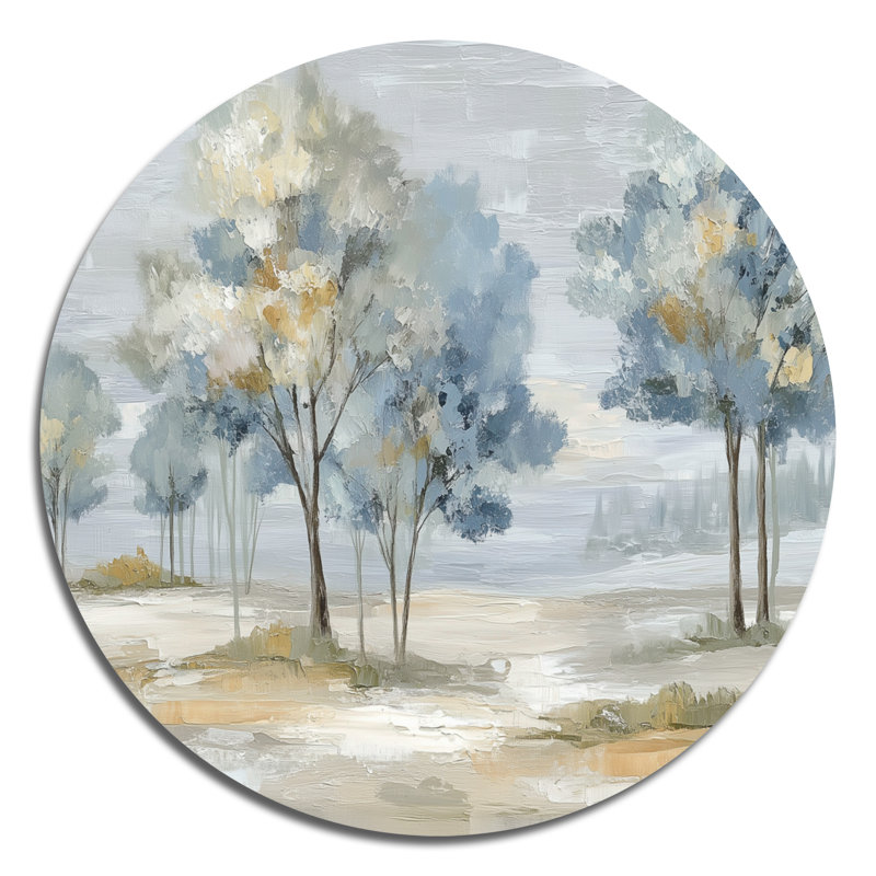 Sprint Time Floral Trees Forest Dream - Art mural rond en métal, L 36 po x H 36 po