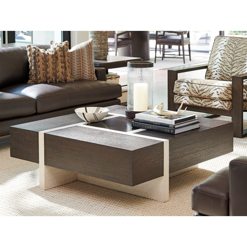 Carmel Solid Wood Cocktail Table, Dark Mocha Top/White Base