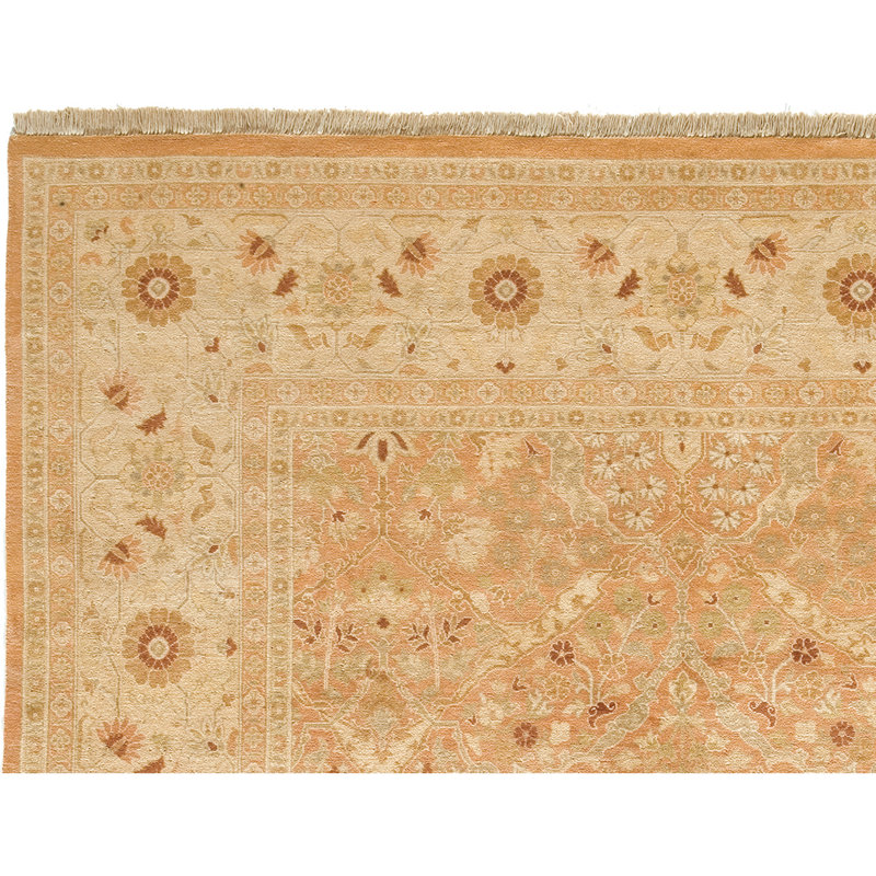 Wool Oriental Area Rug in Bronze/Ivory, Rectangle 6' x 9'