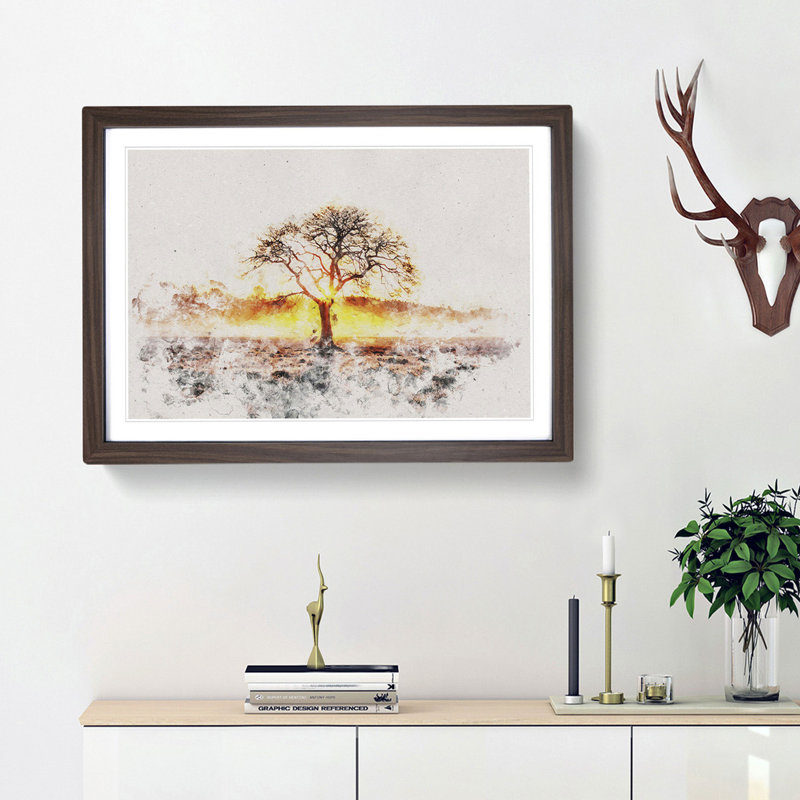 Sunlight Through the Oak Tree - Picture Frame Graphic Art Print, 24cm H x 33cm W x 2cm D, Walnut Framed