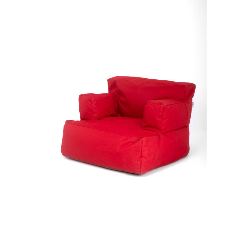 Fauteuil à billes Cozy Red, 31,5 po x 31,5 po x 11,8 po | 100% polyester avec tissu imperméable, rembourrage en billes de styromousse recyclées | Housse zippée amovible, parfaite pour le salon et les aires de jeux pour enfants, durable et élégante