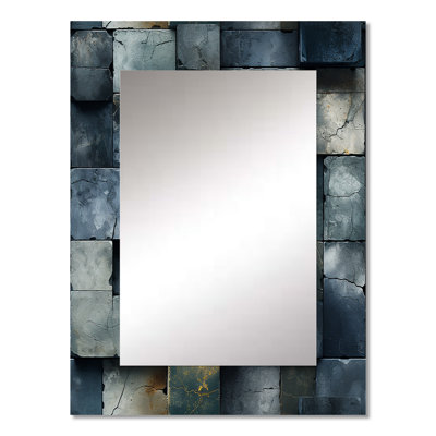 Helia Architectural Concrete Wall Illusion - Brick  Unique Wall Mirror Decor, Modern Large Mirror, Printed Metal Art