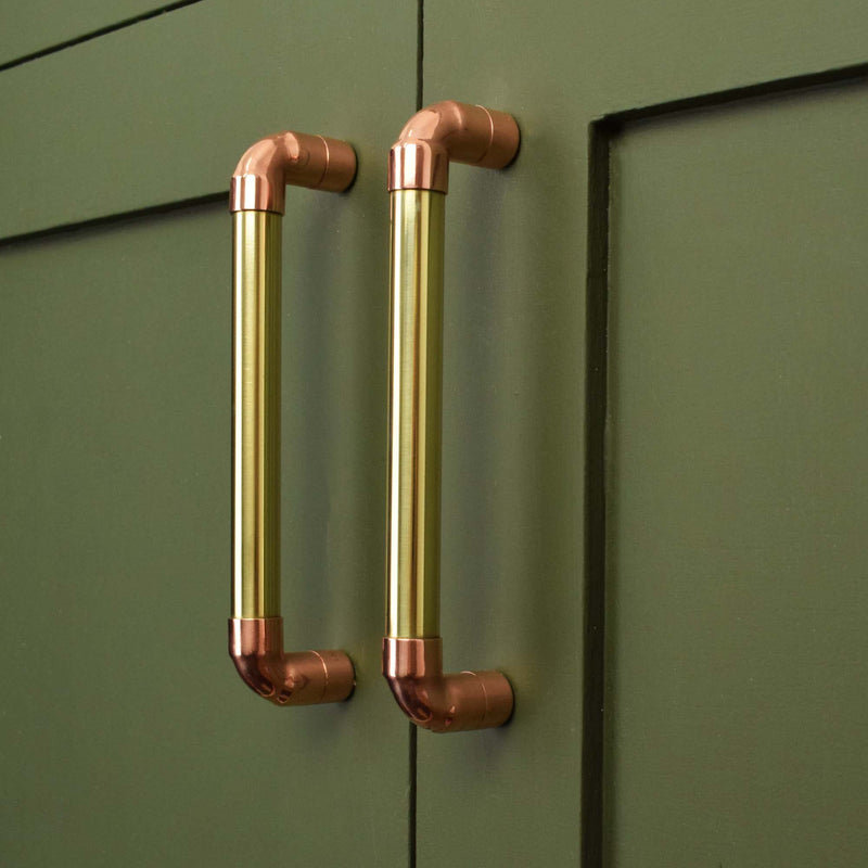 Brass U-Pull Handle With Copper Detail