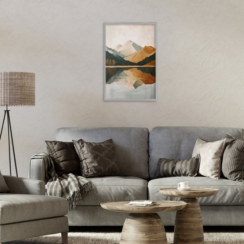 Giclée encadrée de montagnes abstraites en terre cuite, conception de Petal Prints Design, Estampe numérique Farmhouse
