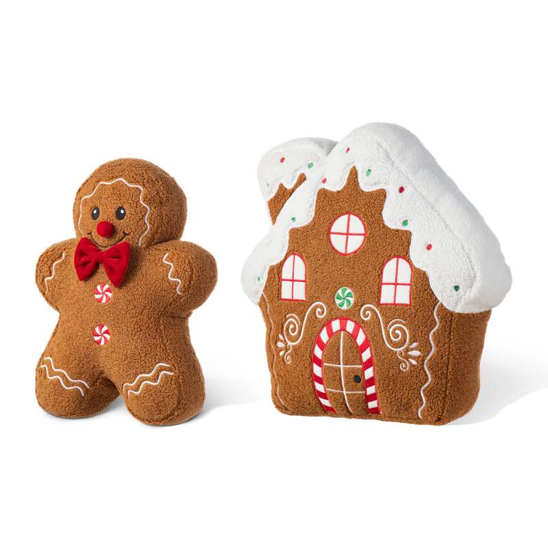 Ensemble de 2 coussins de Noël en pain d'épice et en pain d'épice