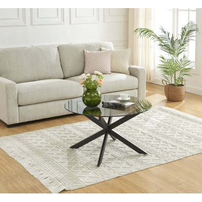 Table basse ronde 35,4 "avec plateau en verre