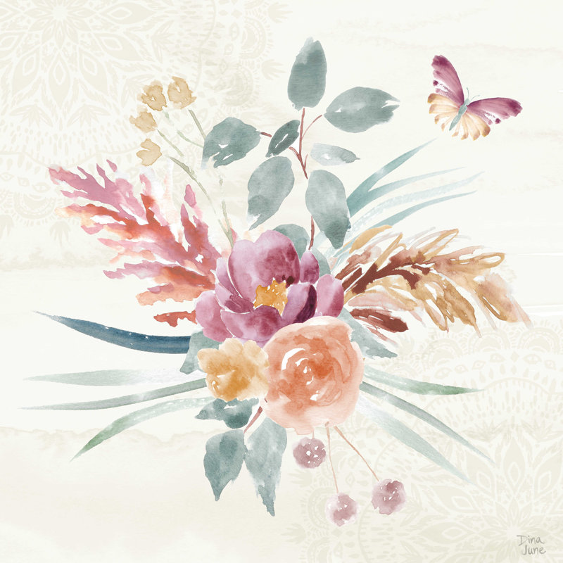 «Boho Garden III» par Dina June - reproduction d'art sur toile tendue, H 30 po x l 30 po