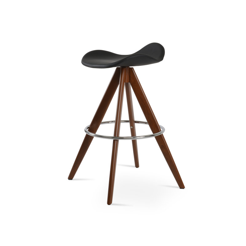 Tabouret de bar pivotant Falcon Pyramid, Noyer / noir, Tabouret de comptoir (siège d'une hauteur de 23 p