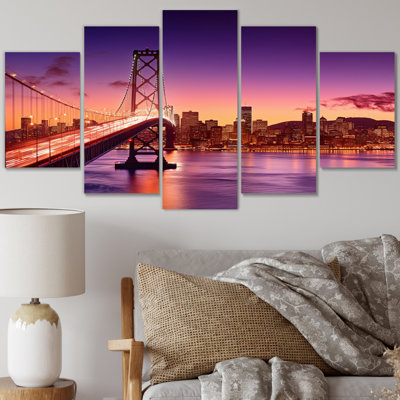 San Francisco Skyline And Bay Bridge II - Décoration murale architecture - 5 panneaux