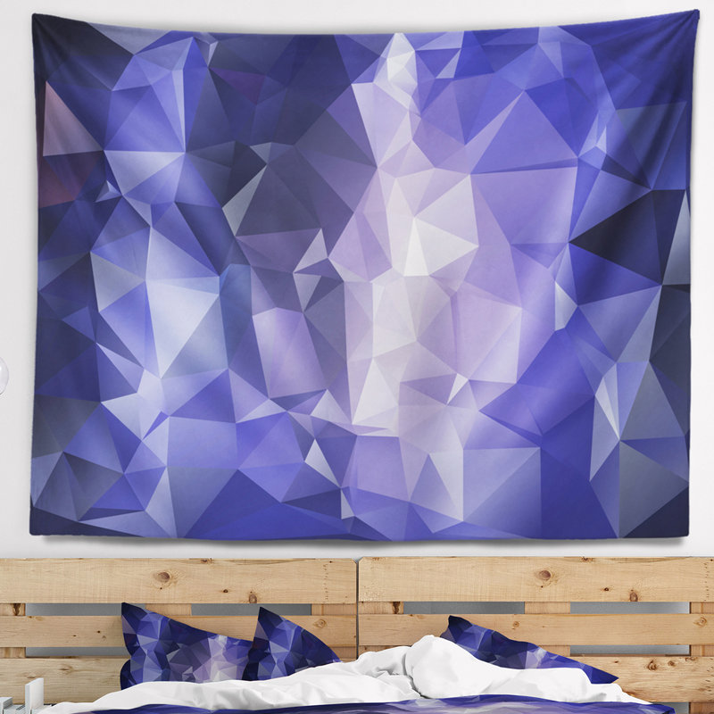 Tapisserie de motif en mosaïque polygonale de bleu abstrait, H 32 po x l 39 po