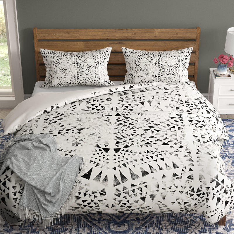 Rustic Polyester Geometric Shapes Duvet Cover, King Duvet Cover + 2 King Shams