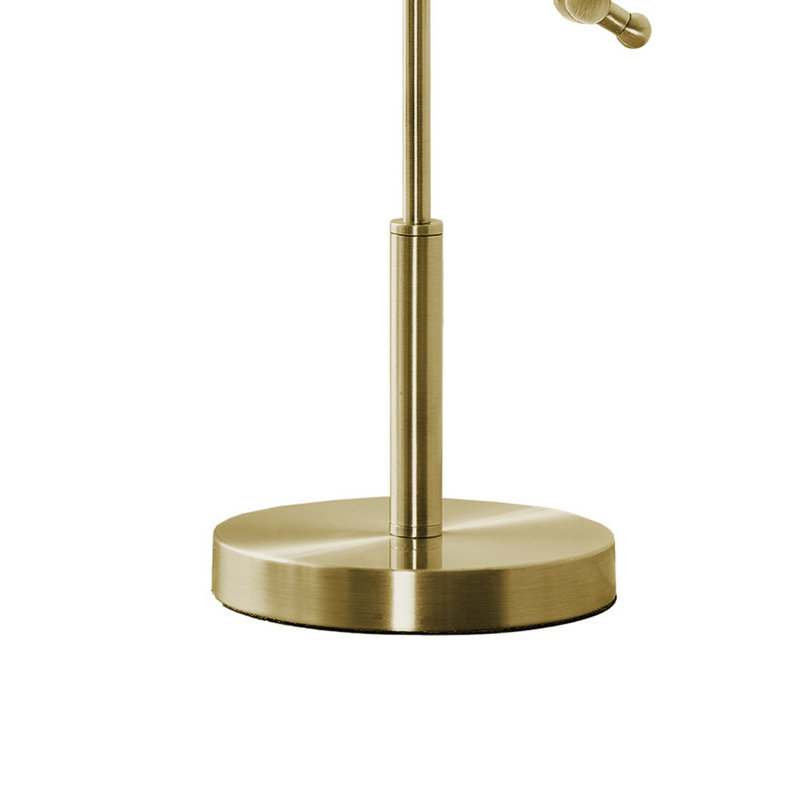 Lampe de table, bras fixe en laiton, 19 po, cadre en métal doré, noir