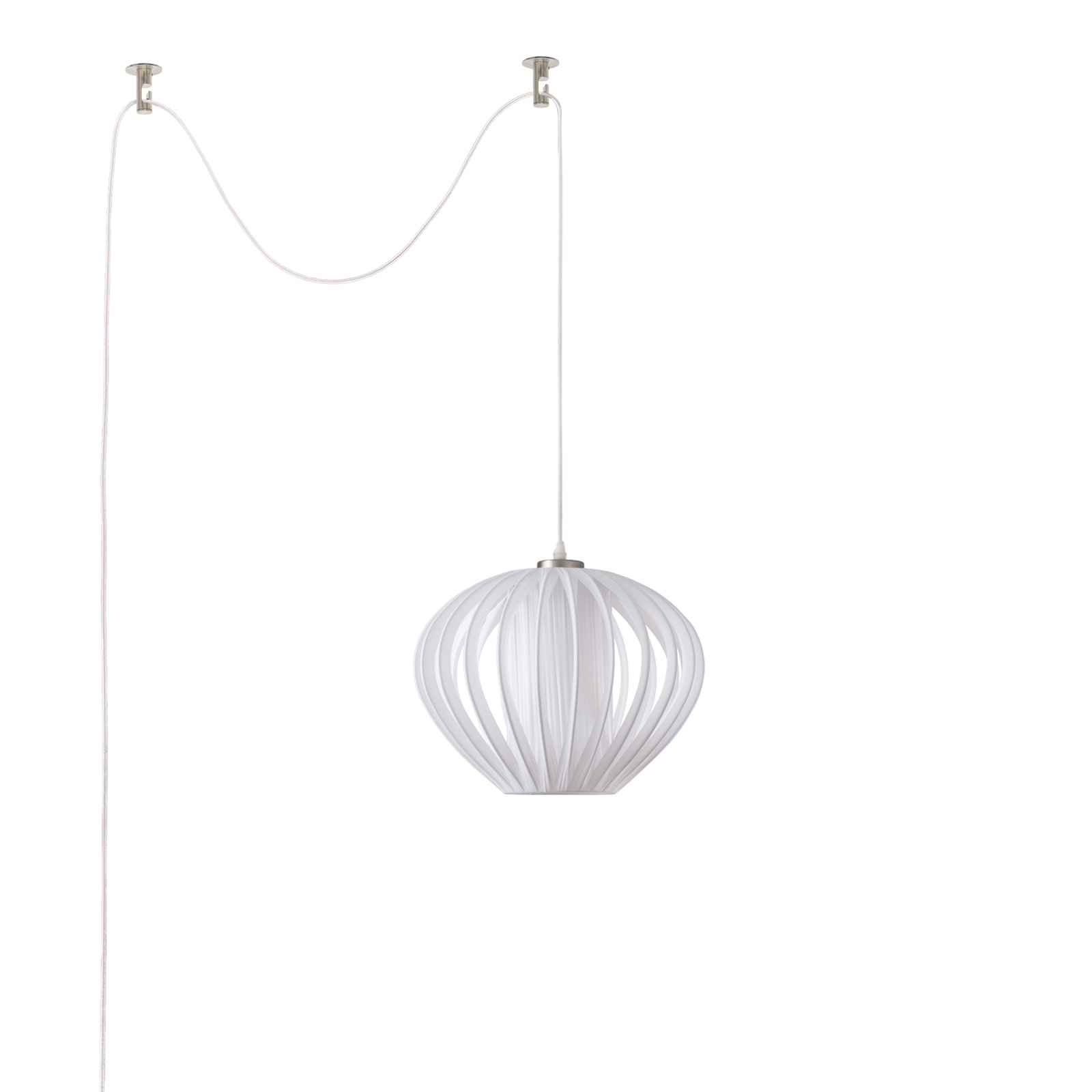 Mouton 1 - Light Pendant, Satin Nickel & White
