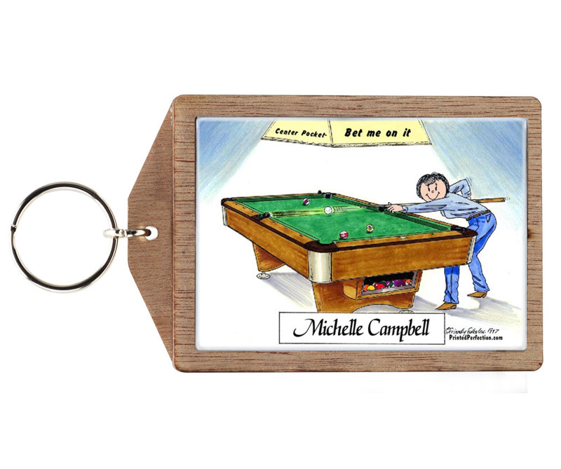 Personalized Billiards, Pool Player - Female Wooden Key Chain