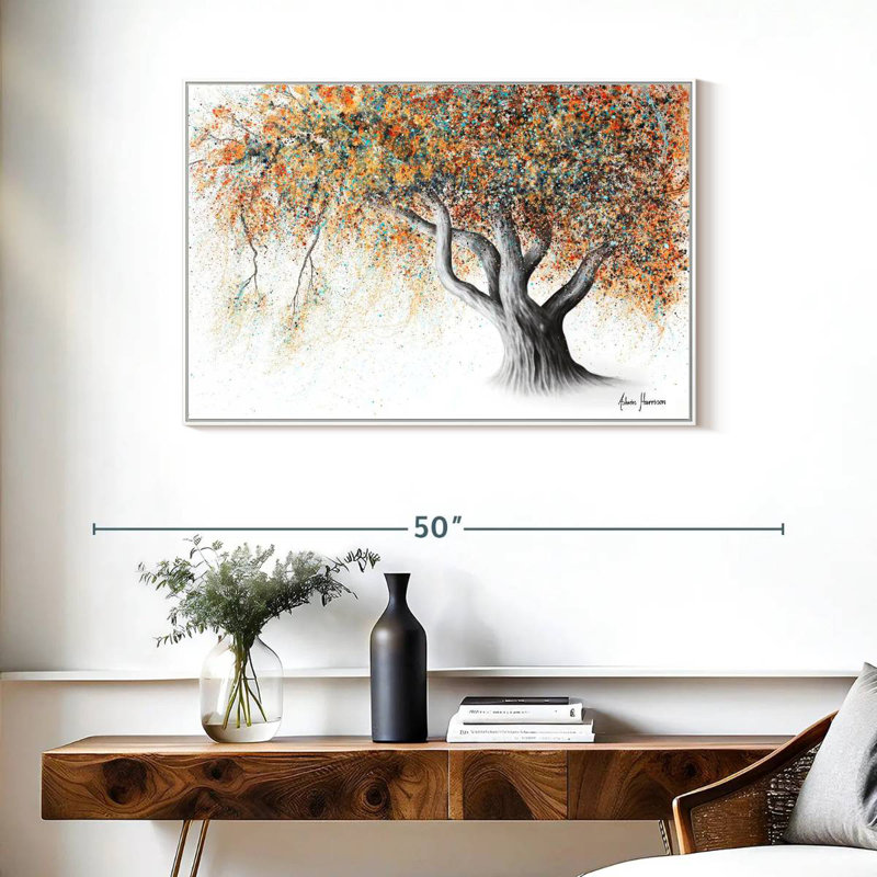 Rusty Autumn Tree, Floating Frame White, 37" X 25"