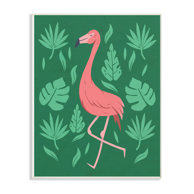 « rose flamant rose green leaves », impression, H 20 po x l 16 po x P 1,5 po, Giclée encadrée noir minuit