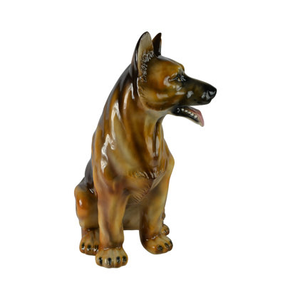 Grande statue de berger allemand en céramique de 19 po de hauteur