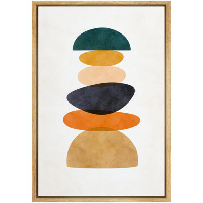 Modern Minimalist Geometric Balance Abstract Shapes Artwork, Living Room Pictures, Framed Canvas Giclee Print Wall Art