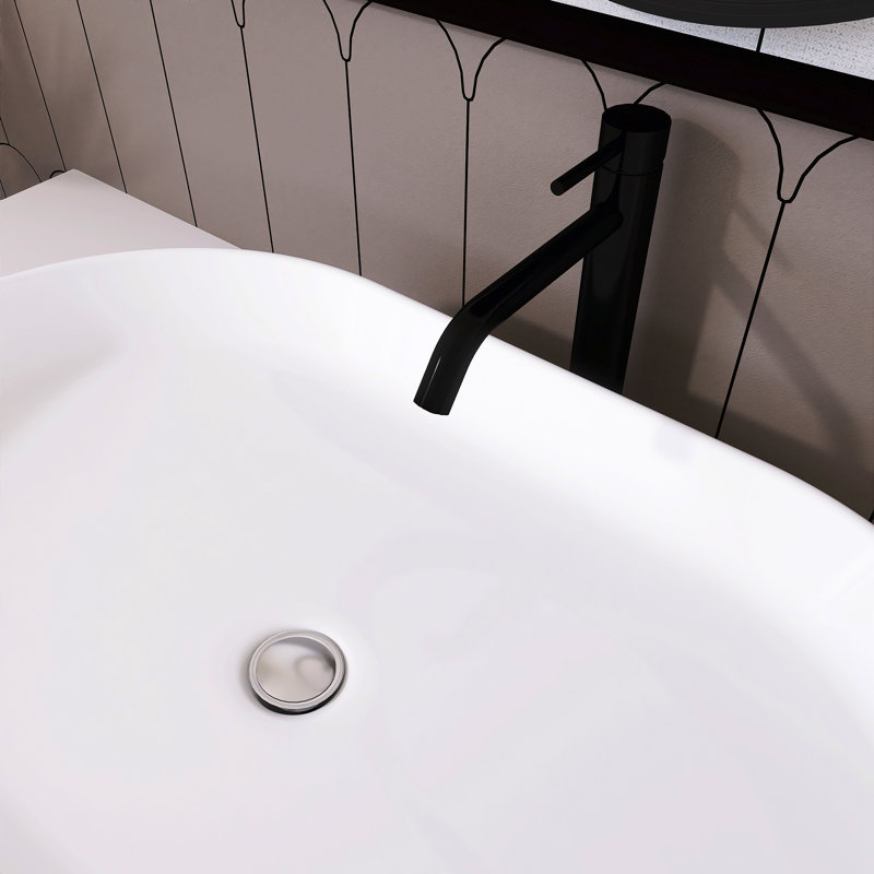 Meuble-lavabo mural simple 40 po avec comptoir en bois massif et manufacturé, Noir