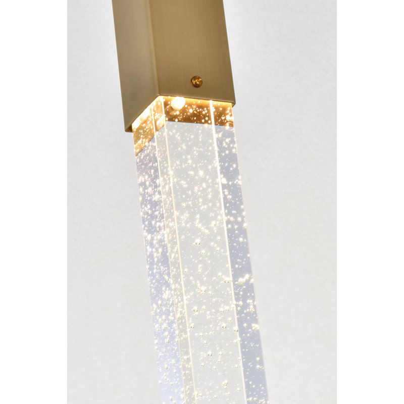 Luminaire suspendu rectangulaire à 5 lumières Aliha, Or satiné