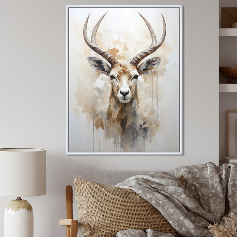 Minimalisme antilope Ibex I, H 32 po x l 24 po x P 1 po, Cadre flottant blanc