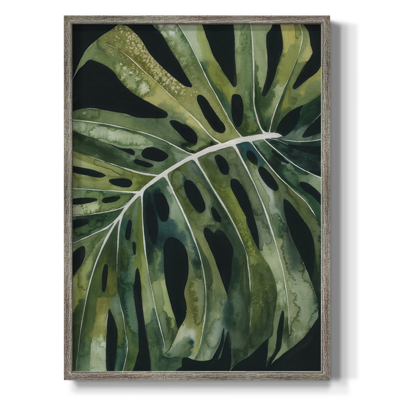 Reproduction encadrée Nocturnal Monstera II - bois massif, H 15 po x l 12 po