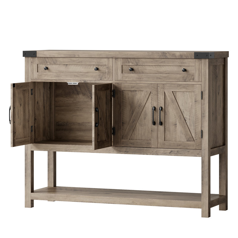 Darius 47.2" W Console Table with 2 Drawers and 2 Double-Door Cabinet, Grey