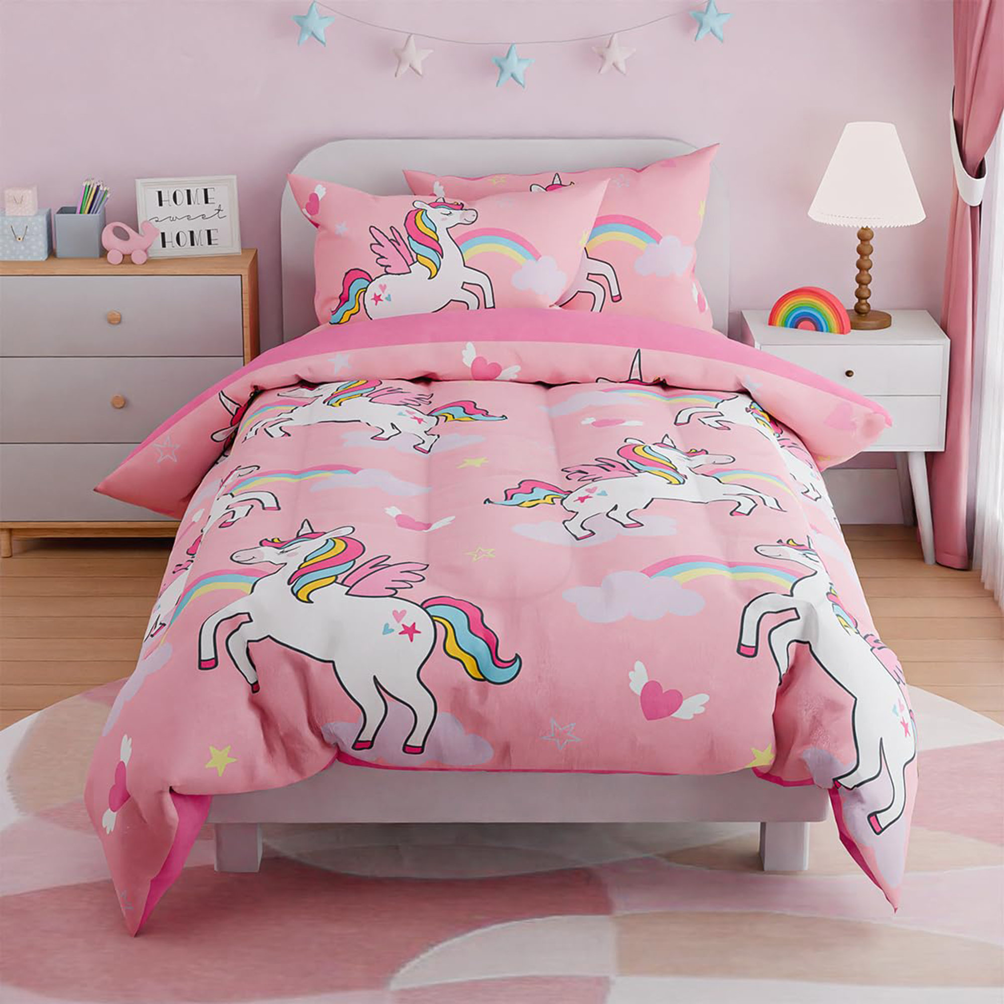 Twin Comforter Bed Sets For Girls PERFEMET Rainbow Floral Girls