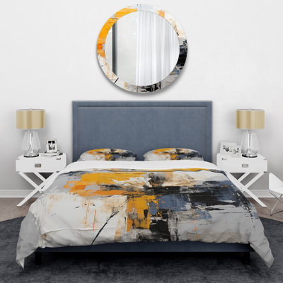 Grey And Yellow Paint Elegance IV - Abstract Collages Duvet Cover Set