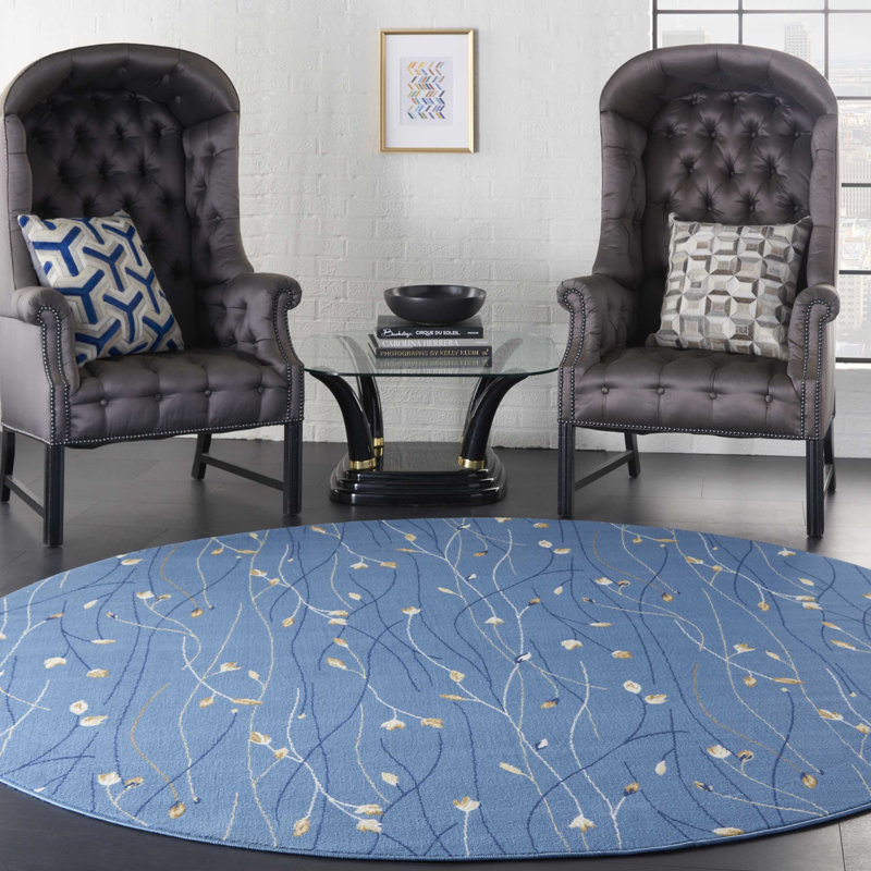 Aratrika Floral Indoor Rug, Round 8'