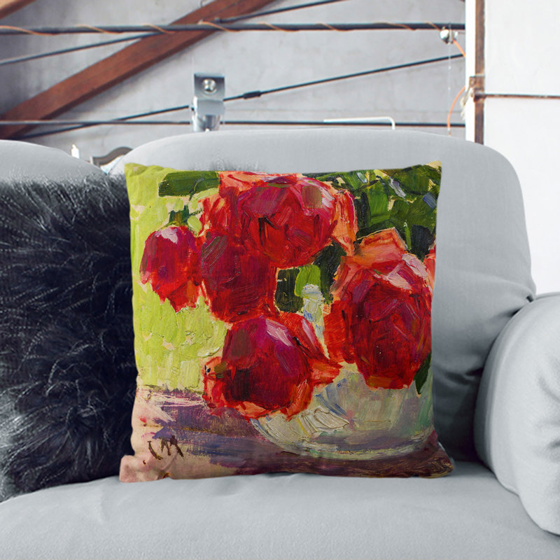 Roses Floral Scatter Cushion, Black, 40cm H x 40cm W x 15cm D