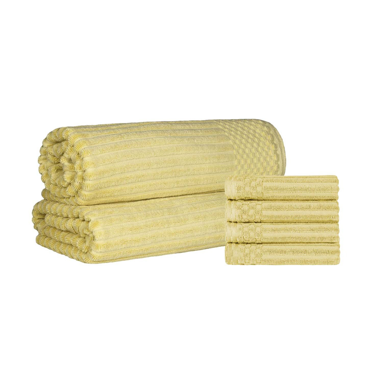 Keshayla 6-Piece Ribbed Cotton Towel Set, Yellow Gold