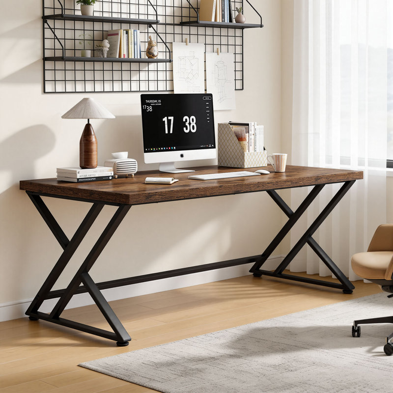 Kelleia Writing Desk, Rustic Brown/Black, 30.1" H x 55" W x 23.6" D