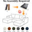  Canapé modulaire 3 pièces en forme de U avec 5 coussins, tissu en flanelle douce et support à ressorts ensachés, aucun canapé modulaire requis pour le salon, noir-130023759-130023763