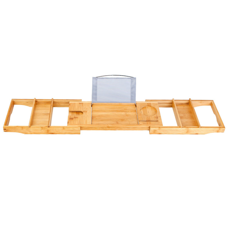 Plateau de plateau de bain Plateau de salle de bain en bambou fabriqué Tablette de lecture extensible