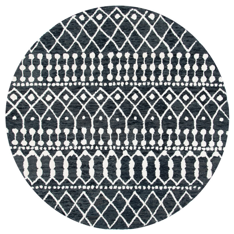 Dillard Hand Tufted Wool Geometric Rug, Round 6'