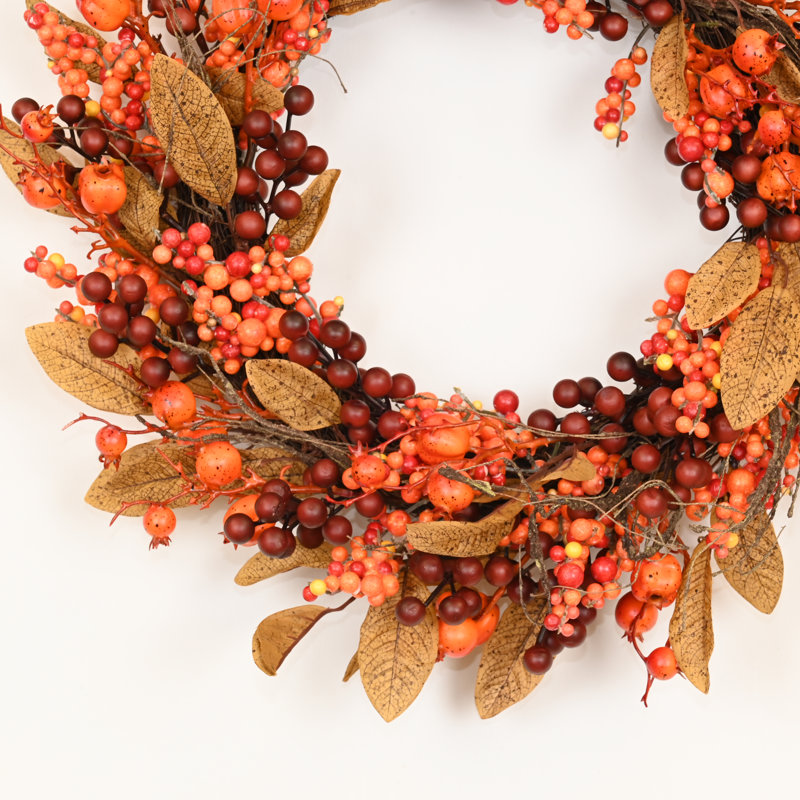 Couronne de 22 feuilles de baies artificielles