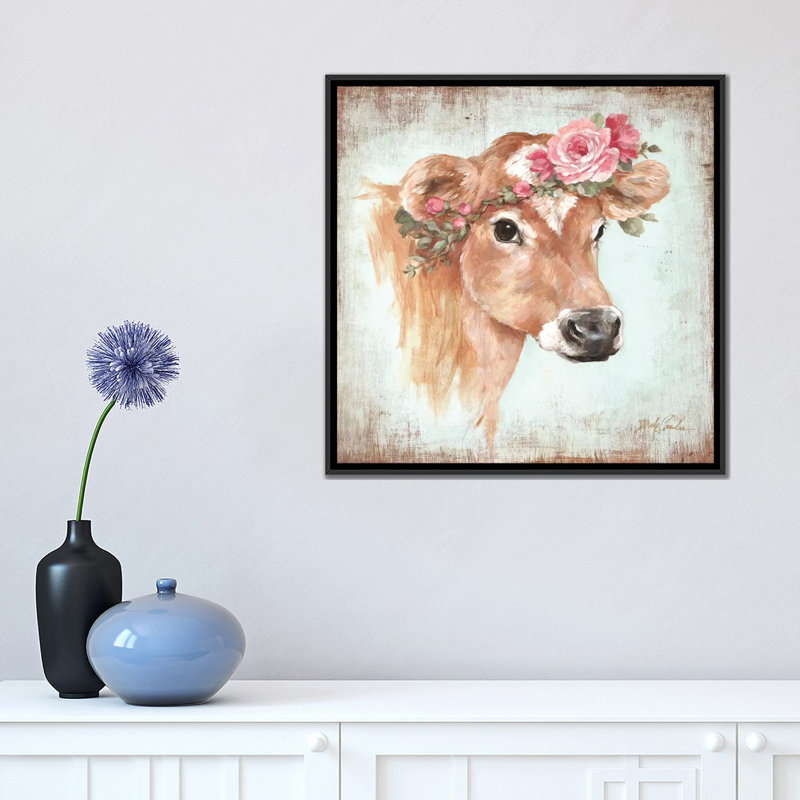 « rosie », reproduction sur toile, H 18 po x l 18 po x P 1,5 po, Toile avec cadre flottant noir, Pas de tapis