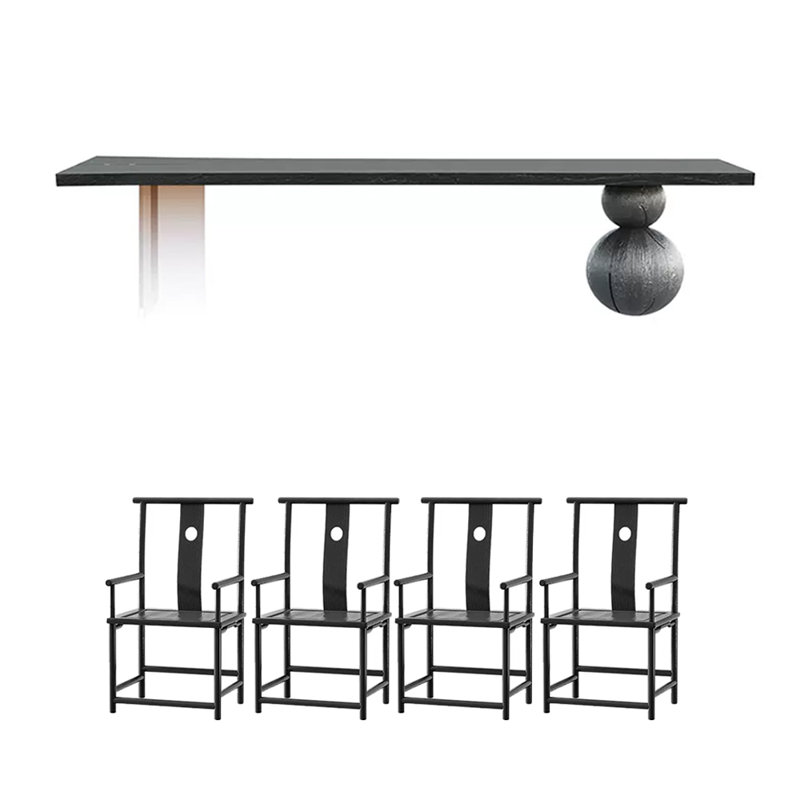 4 - Person Solid Wood Top Double Pedestal Dining Set, 29.53" H x 94.49" L x 31.5" W