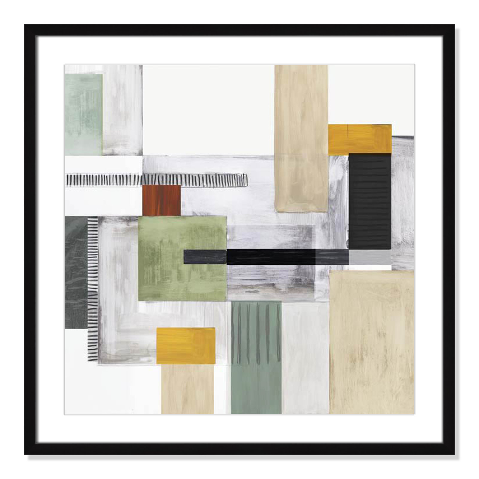 Playful Blocks Print, 27.5" H x 27.5" W x 0.75" D, Black Box Framed