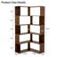 5 Tier Corner Bookshelf, L Shaped Bookshelf with Baffle, Freestanding Display Corner Shelf