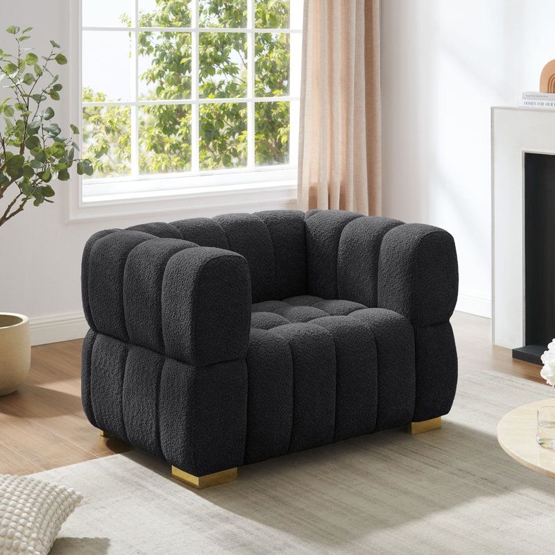 Fauteuil d'appoint 47,6 po capitonné Boucle, Gris foncé