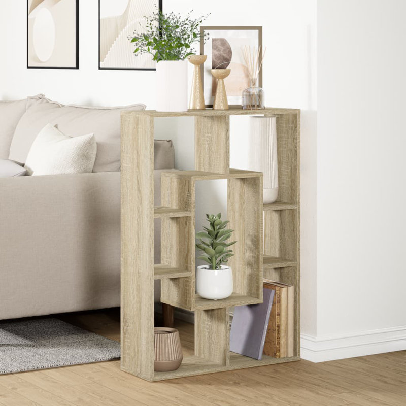 90cm H x 63cm W Geometric Bookcase, Sonoma/Oak