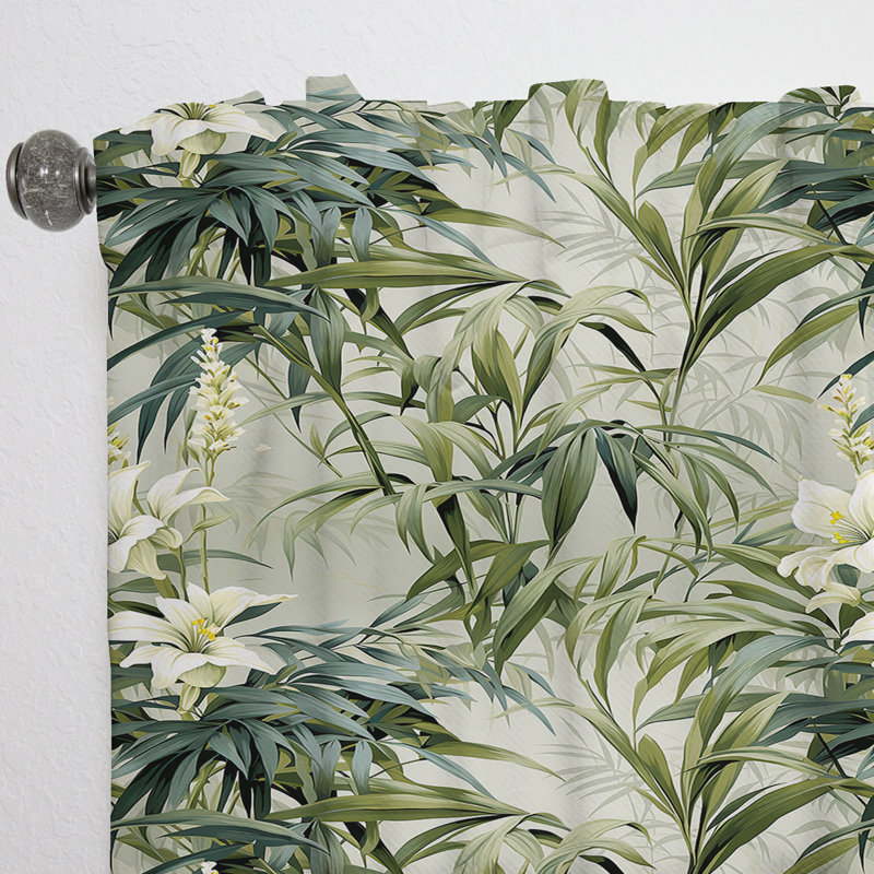 Bambou fusion motif tropical I - Rideau floral - Rideau floral obscurcissant - 1 panneaux, L 52 po x L 63 po