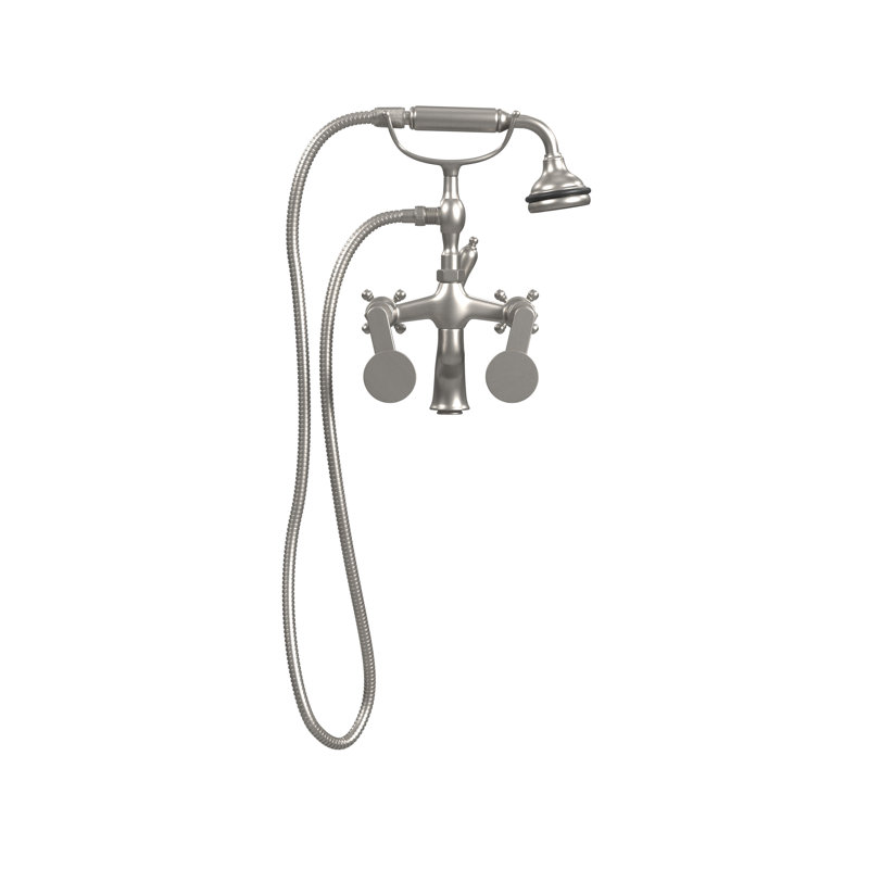 2 Handle Bathroom Clawfoot Tub Faucet with Diverter, Brushed Nickel