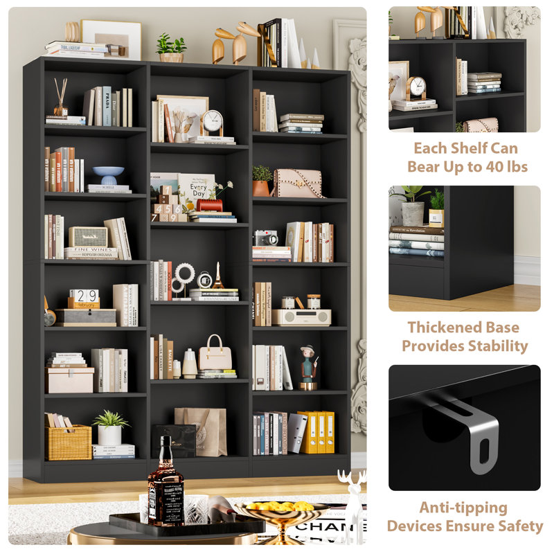 74"H X 59"W Large Wood Storage Bookcase