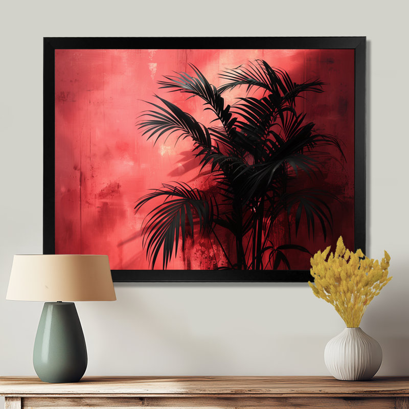 Silhouette noire de palmiers noirs - art mural palmiers et palmiers, Cadre noir, H 12 po x l 20 po